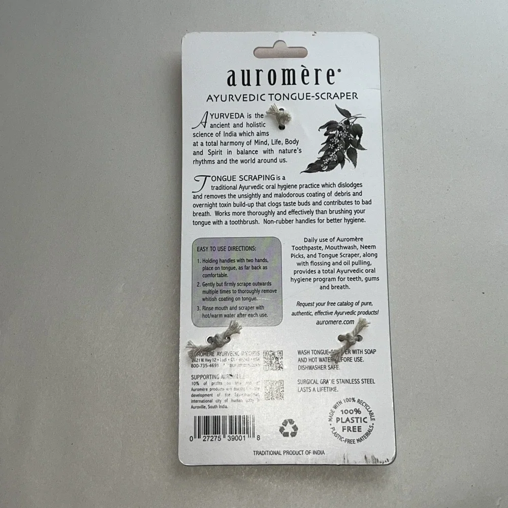 Auromere Tongue Cleaner, Ancient Oral Hygiene, Eco Friendly‎ Zero Waste
